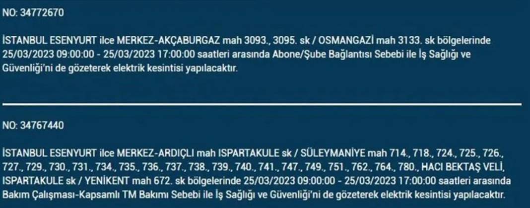 İstanbullular dikkat! Yarın bu ilçelerde elektrikler kesilecek 17